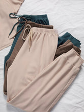 Conjunto de 3 piezas de camiseta lisa y pantalón con lazo en la parte delantera